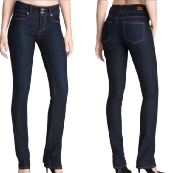 Paige Hidden Hills High Rise Straight leg jeans dark blue minor flaw size 24 - Picture 16 of 16